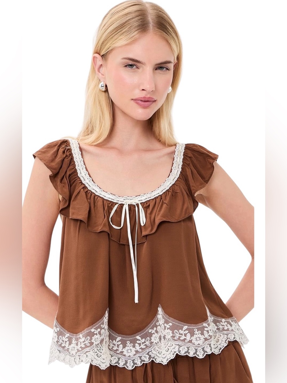 WAYF NWT Lace Trimmed Wendy Top & Lace Trimmed Wendy Shorts in Sz S - Picture 6 of 16